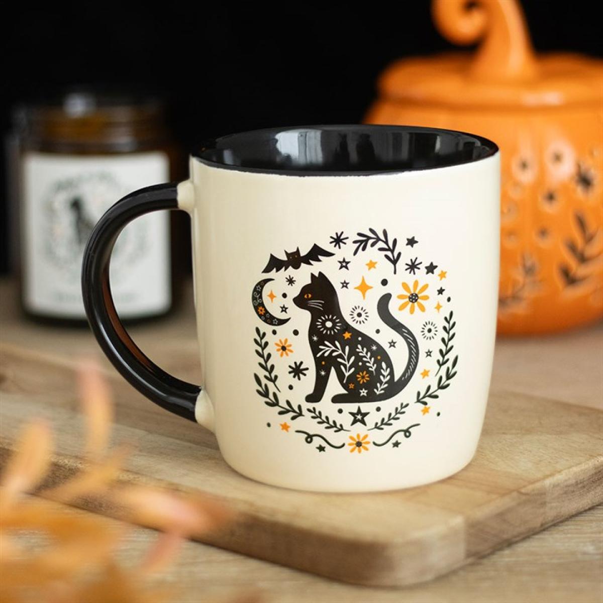 Black Cat Mug – Witchy Folk Art Ceramic Mug