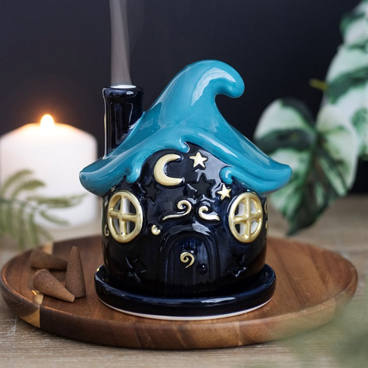 Moonwave Cottage Incense Cone Holder – Witchy Celestial Burner