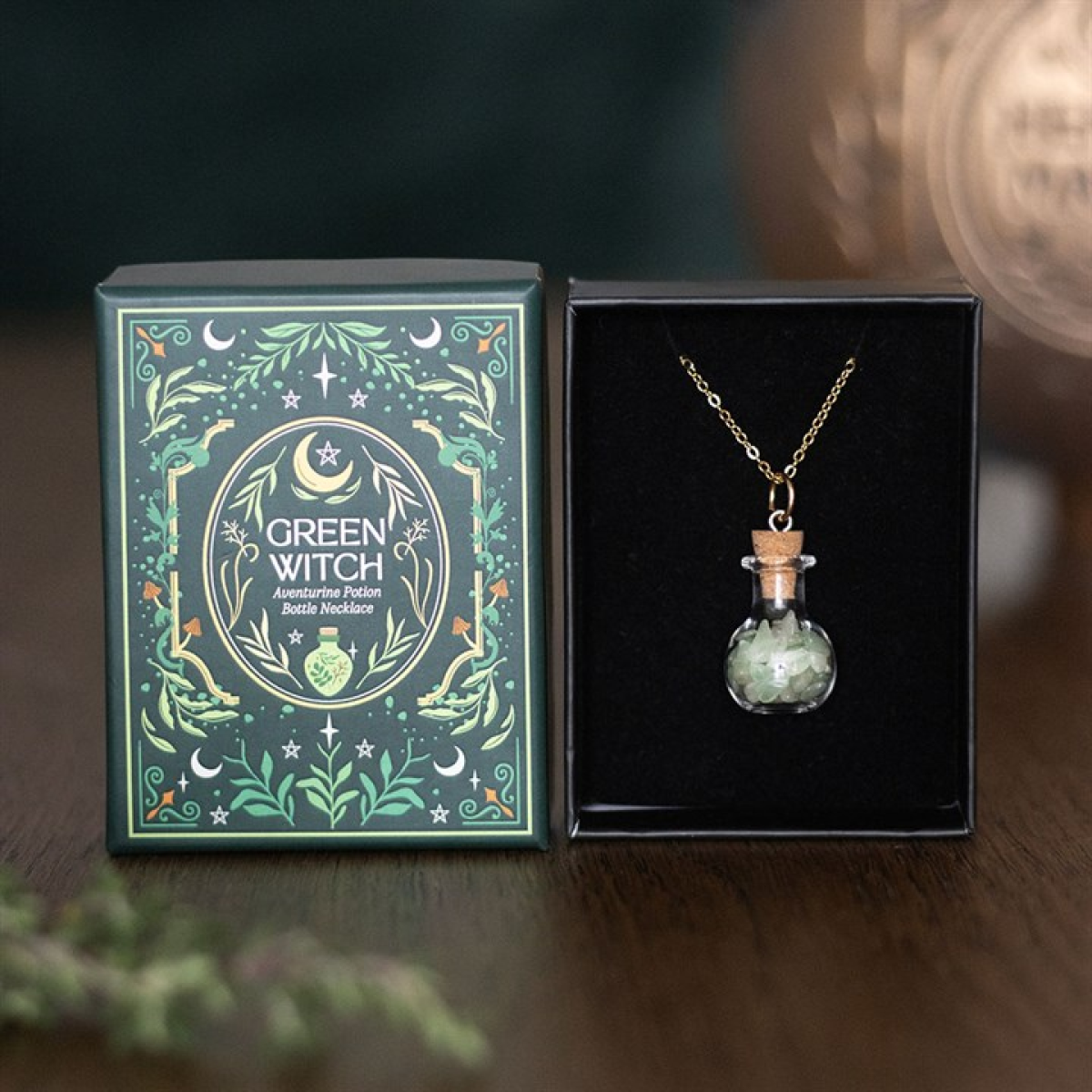 Green Witch Aventurine Potion Bottle Necklace