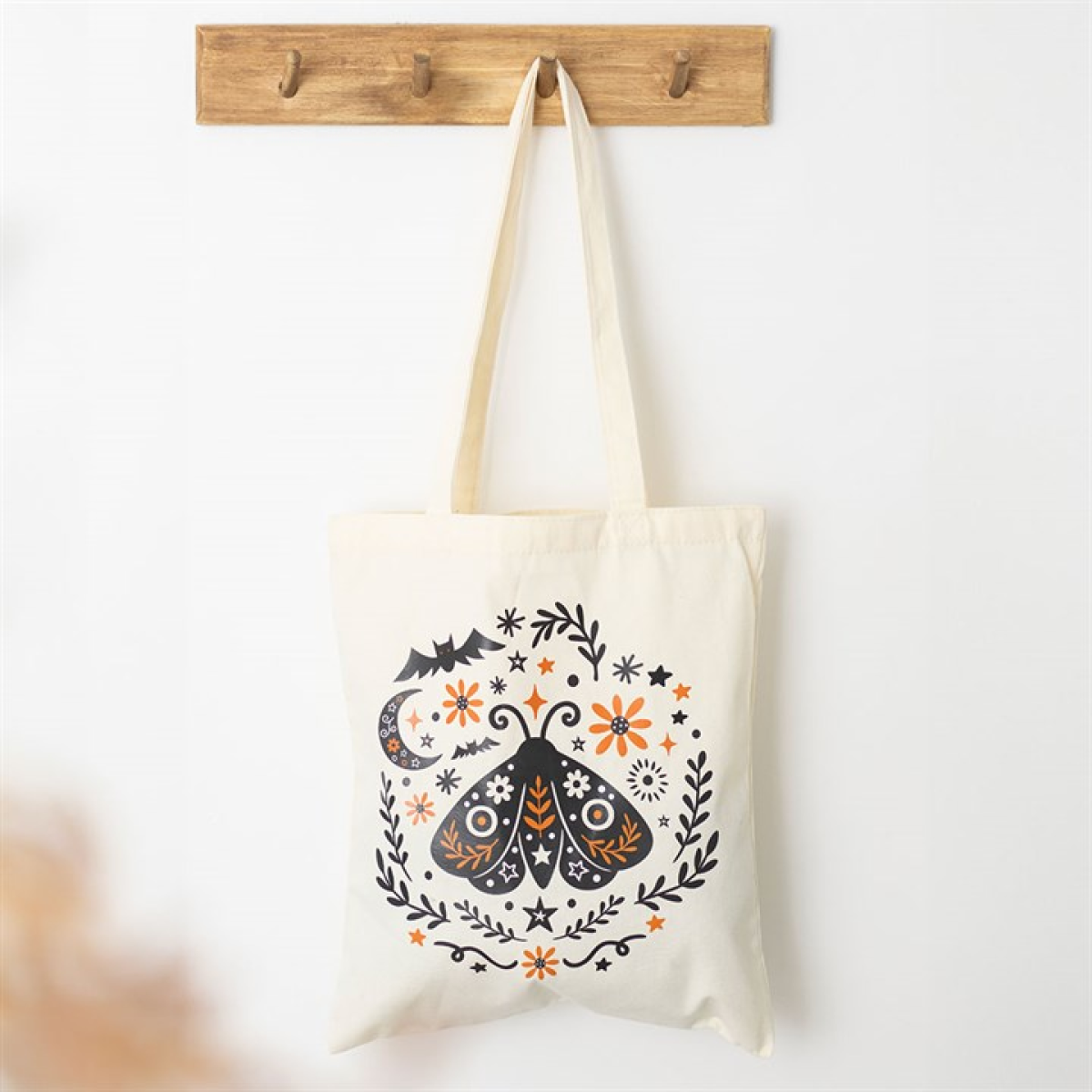Moth Tote Bag – Witchy Folk Art Celestial Shopper Bag