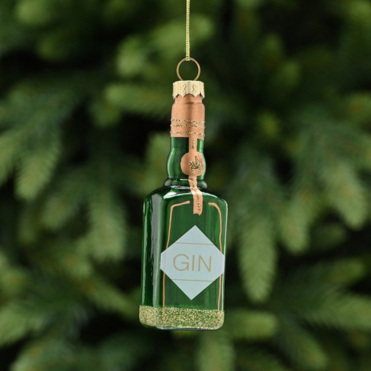 Gin Bottle Christmas Ornament – Glass Hanging Decoration