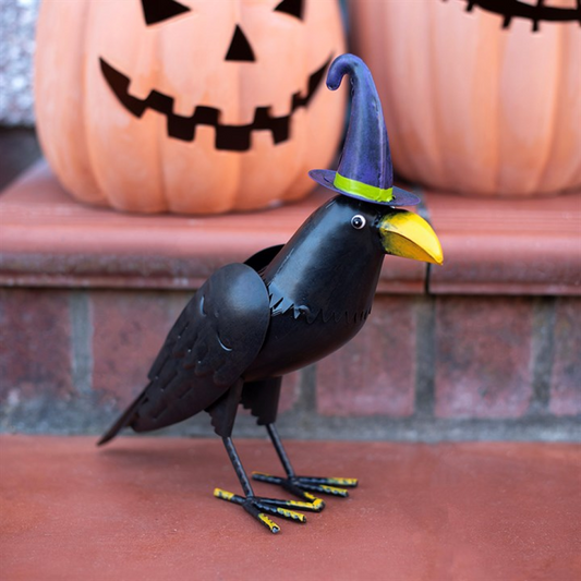 Witchy Raven Ornament with Witch Hat – Gothic Halloween Decor