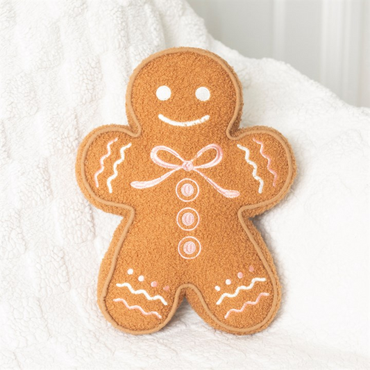 Gingerbread Man Christmas Cushion – Bouclé Shaped Pillow