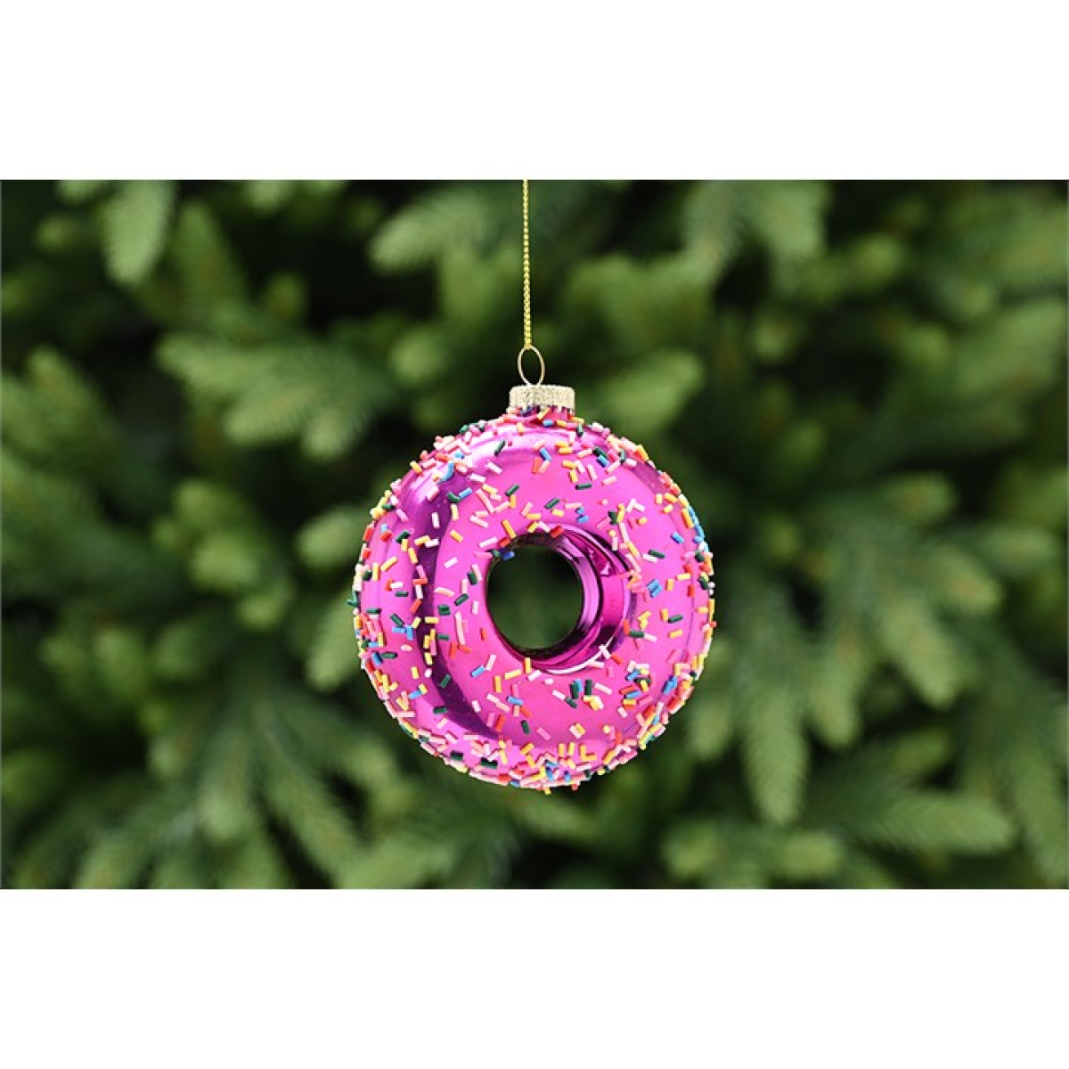 Pink Donut Christmas Ornament – Glass Tree Decoration