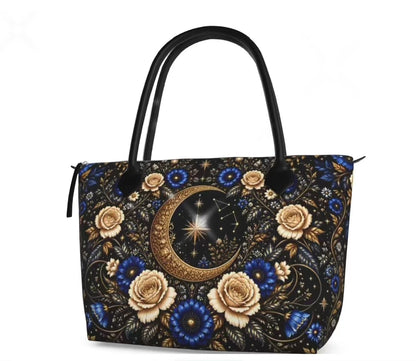 Midnight Bloom Celestial Designer Tote Bag