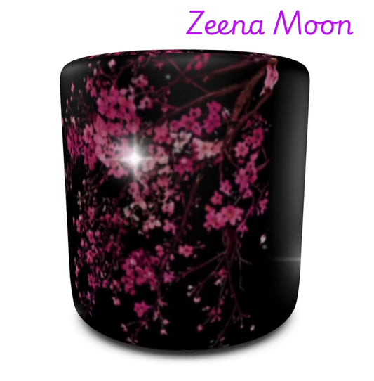 Midnight Blossom Black Floral Round Pouffe
