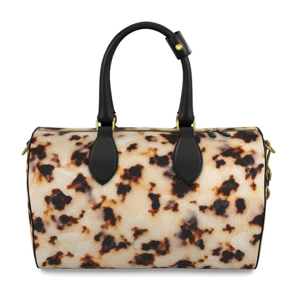 Amber Tortoiseshell Print Designer Leather Duffle Bag